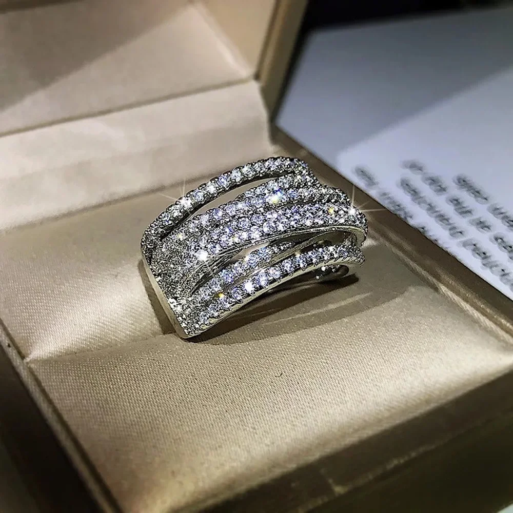 New 925 Sterling Silver Interweave Zirconia Ring - Picture 3 of 5